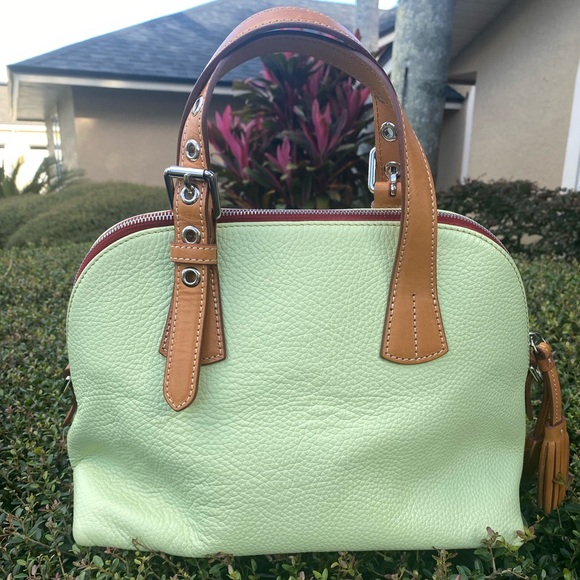 Dooney & Bourke Pebble Grain Leather Satchel Mint Green Excellent Condition - Picture 2 of 13